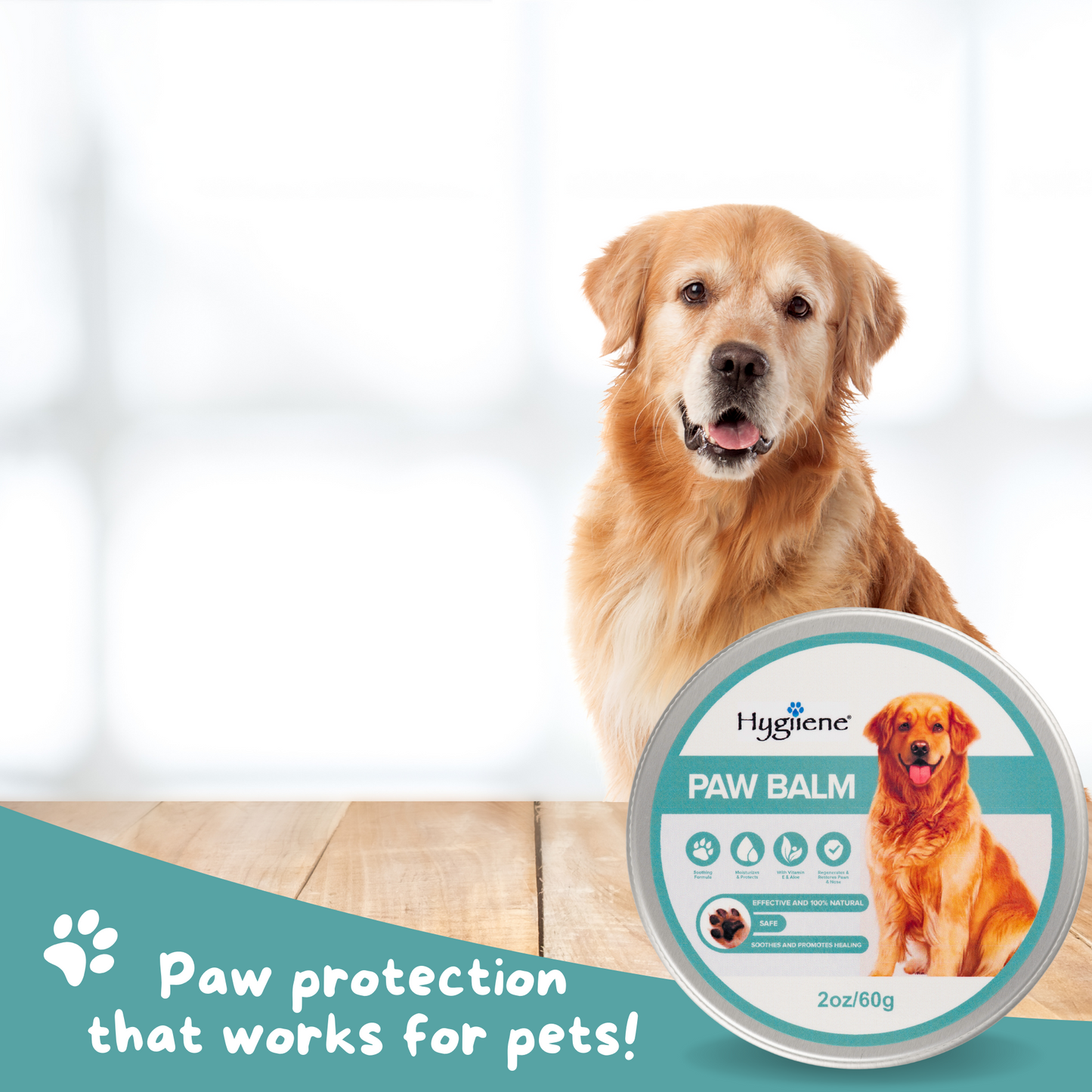 NATURAL PET PAW BALM | All Season Paw Protection for Dogs, Cats, Other Pets | Lick Safe | Relieves Dryness & Itching | Moisturizes | Soothes | Restores | Natural Ingredients | 2 oz